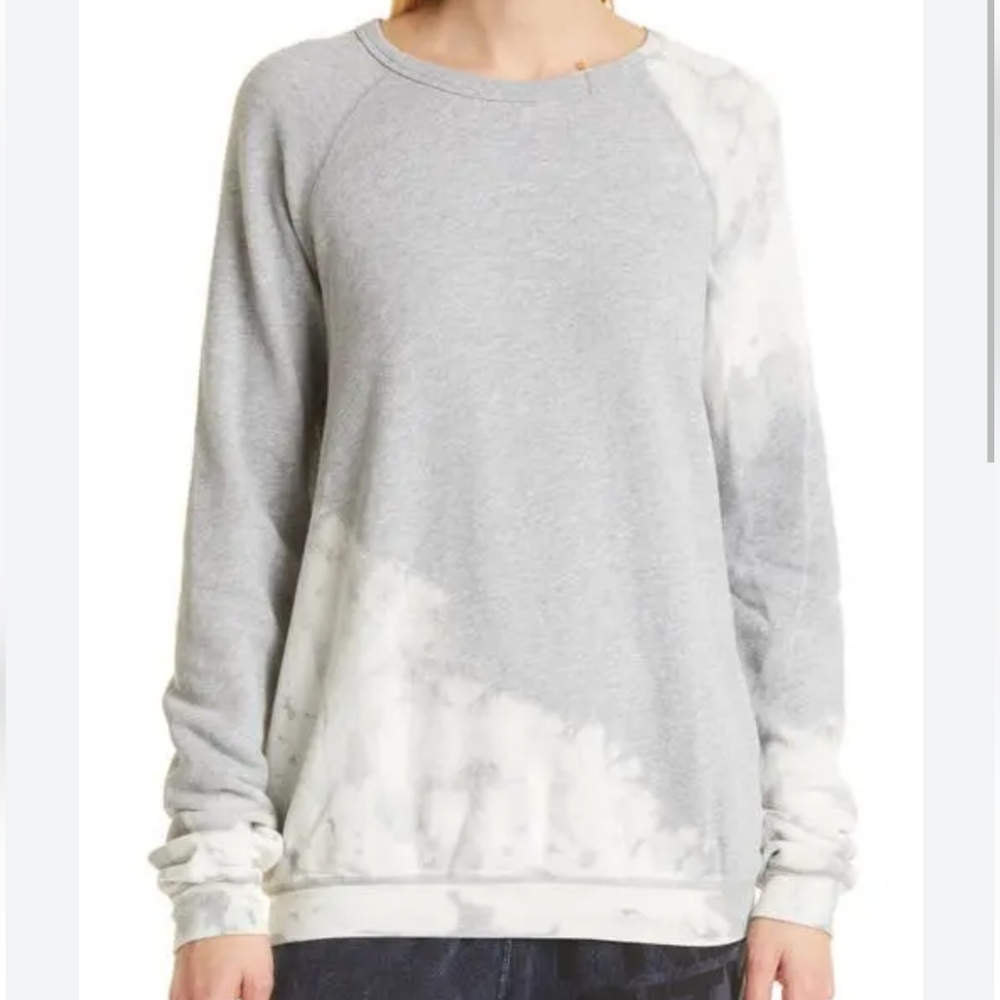 Freecity Raglan Sleeve Bleachout Crewneck Sweatshirt in Gray